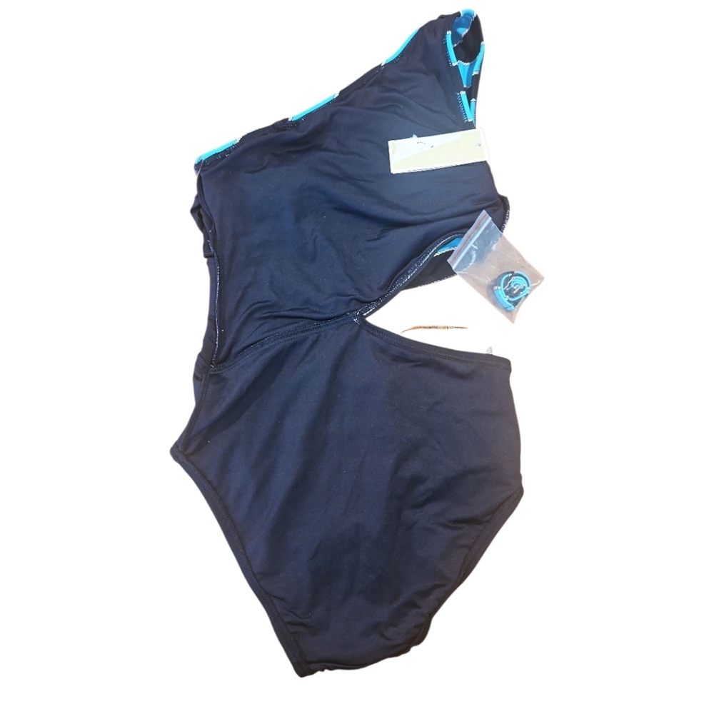 NWT MICHAEL Michael Kors Rope Rugby Stripe One Shoulder Cut Out One Piece 4 - Picture 9 of 9
